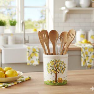Lemon Tree Ceramic Utensil  Crock